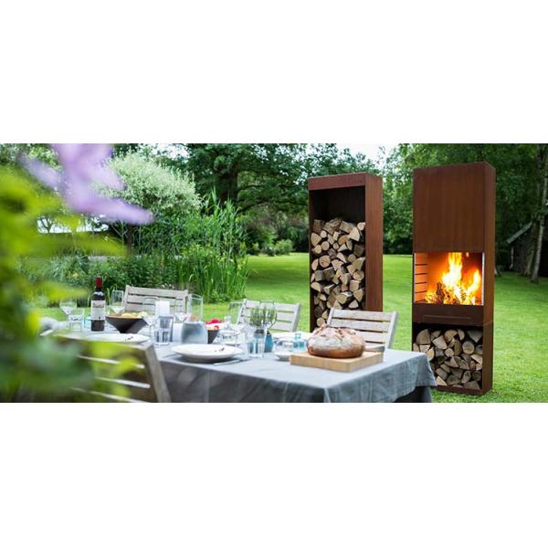 Плита на открытом воздухе деревянного горящего прямоугольного камина Corten столбца стального варя