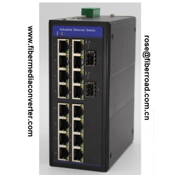 16x10/100/1000Base-TX to 2x1000Base-FX Industrial Fiber Ethernet Switch With or