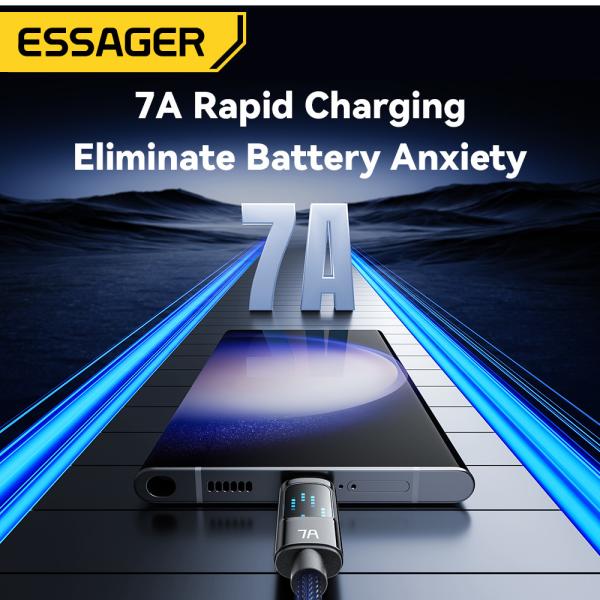 7A 最大 100W USB A to C Type C 充電ケーブル LEDライト付き ESSAGER ES-X58