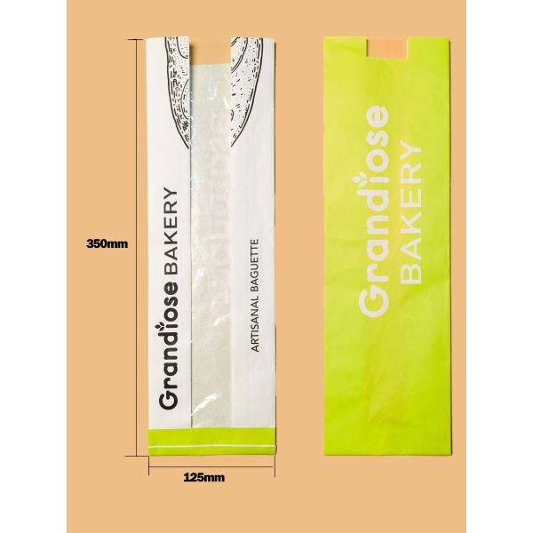 Micro Perforated Flat Satchel Kraft Paper Bag With Clear  Window Fresh And Breathable Bakery Bag Bread Bag Food Bag