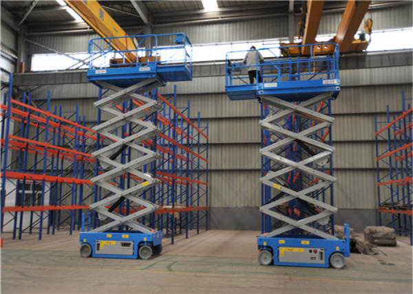 Blue Color Mid Rise Scissor Lift  Low Profile Scissor Lift Smooth Running