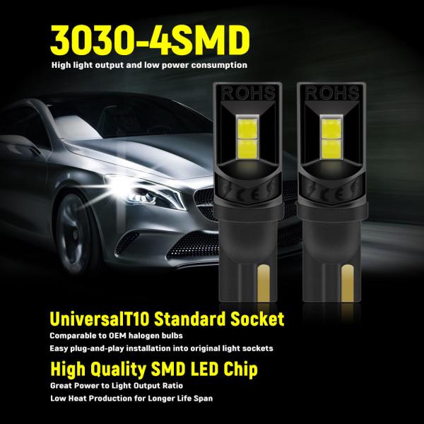 360 Degree LED Light Bulbs T10 194 168 147 W5W 3030 Car LED Interior Bulbs Error Free License Plate Light