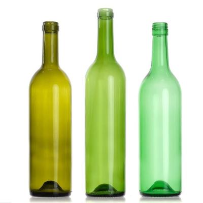 750ml Bordeaux Glass Wine Bottle Round With Flat Bottomed Cork
