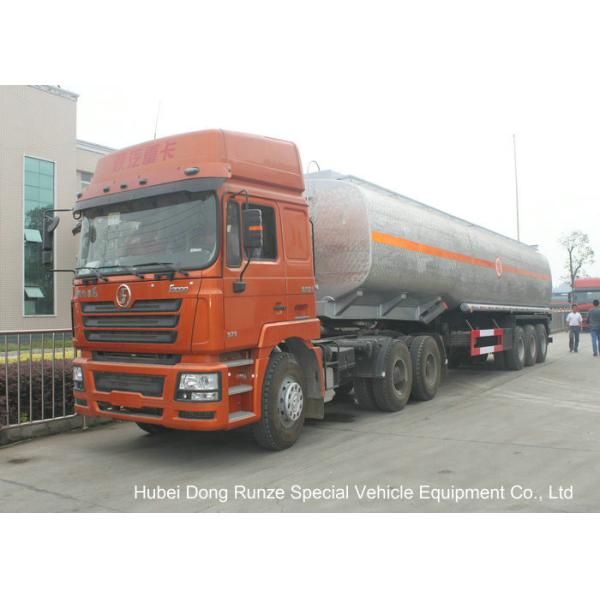 Liquid Alkali Tanker Trailer With Stainless Steel Polished Tank For Sodium Hydroxide