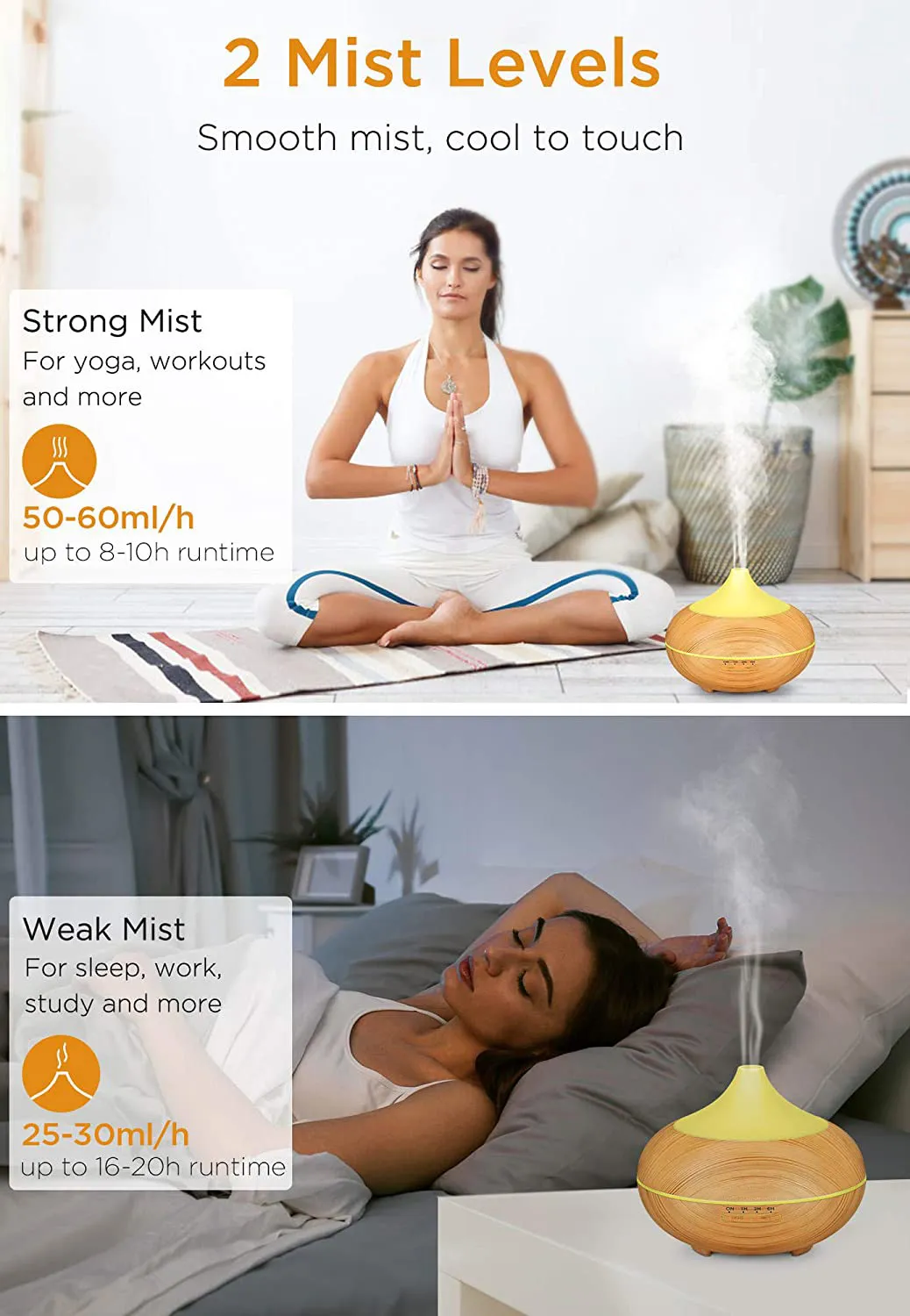 Unique Products 300ml Light Wood Oil Diffuser Innogear Essential Oil Diffuser Aroma Diffuser with Color LED Lights Changing