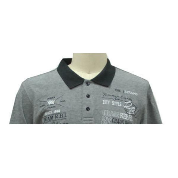 Grey Melange All Cotton Mens Polo T Shirts / Guys Polo Shirts 48 / 50 / 52 Sizes