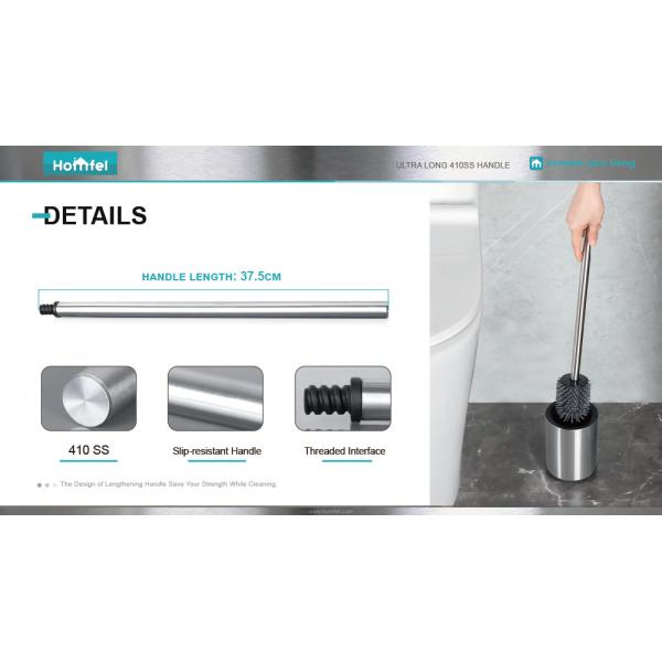 Bathroom Round TPR Toilet Bowl Cleaning Brush With Holder Free Standing