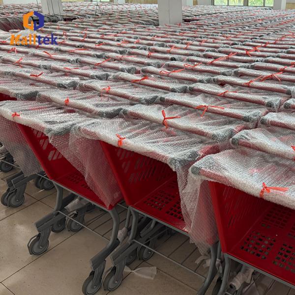 180L Half Plastic Supermarket Shopping Trolley With Metal Base Feet For Supermartket