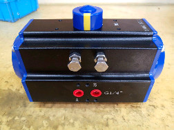 Double action DA83 black body with dark blue caps pneumatic actuator