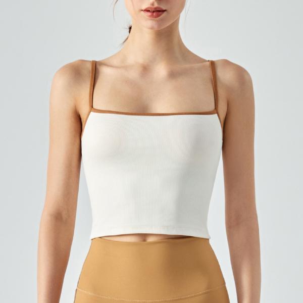 Контрастные женщины из полиэстера с верхней частью для фитнеса на подтяжках из летней одежды с подушками