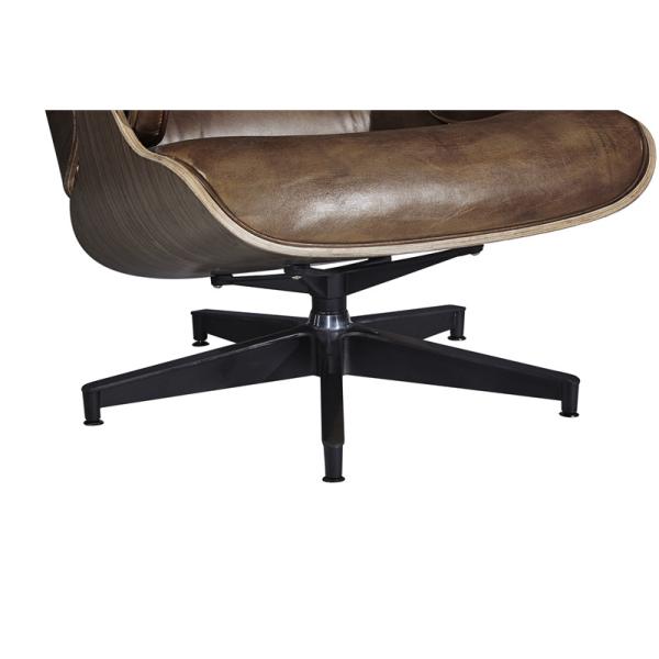 Vintage Industrial  Leather Eams Leisure Swiviel Chair Bend wood Frame