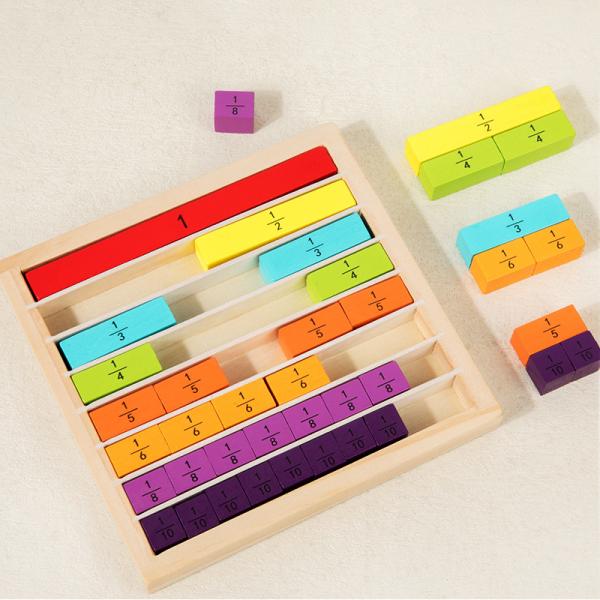 Montessori Wooden Mathematics Addition Subtraction Operation Fraction Learning Building Blocks Kids Counting Number Toys