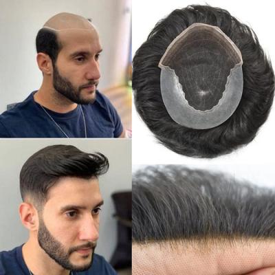 100% virgem mono masculino de cabelo de substituição perucas topper parede de cabelo Full PU