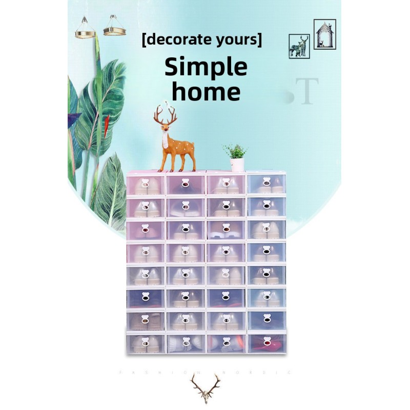 Dustproof Drop Front Plastic Shoe Boxes Transparent Pull Out Organizer Durable Storage Space Saver for Dorms