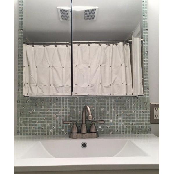White Iridescent Crackle Bathroom Backsplash Tile Mosaic Glass Wall