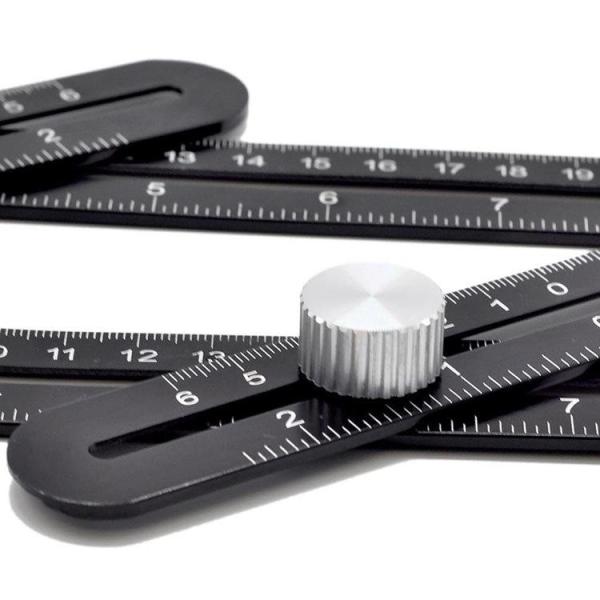 ABS or Aluminum Six-Sided Woodworking Multifunctional Drifice Positioning Ruler, Multi-Angle Measuring Template Ruler
