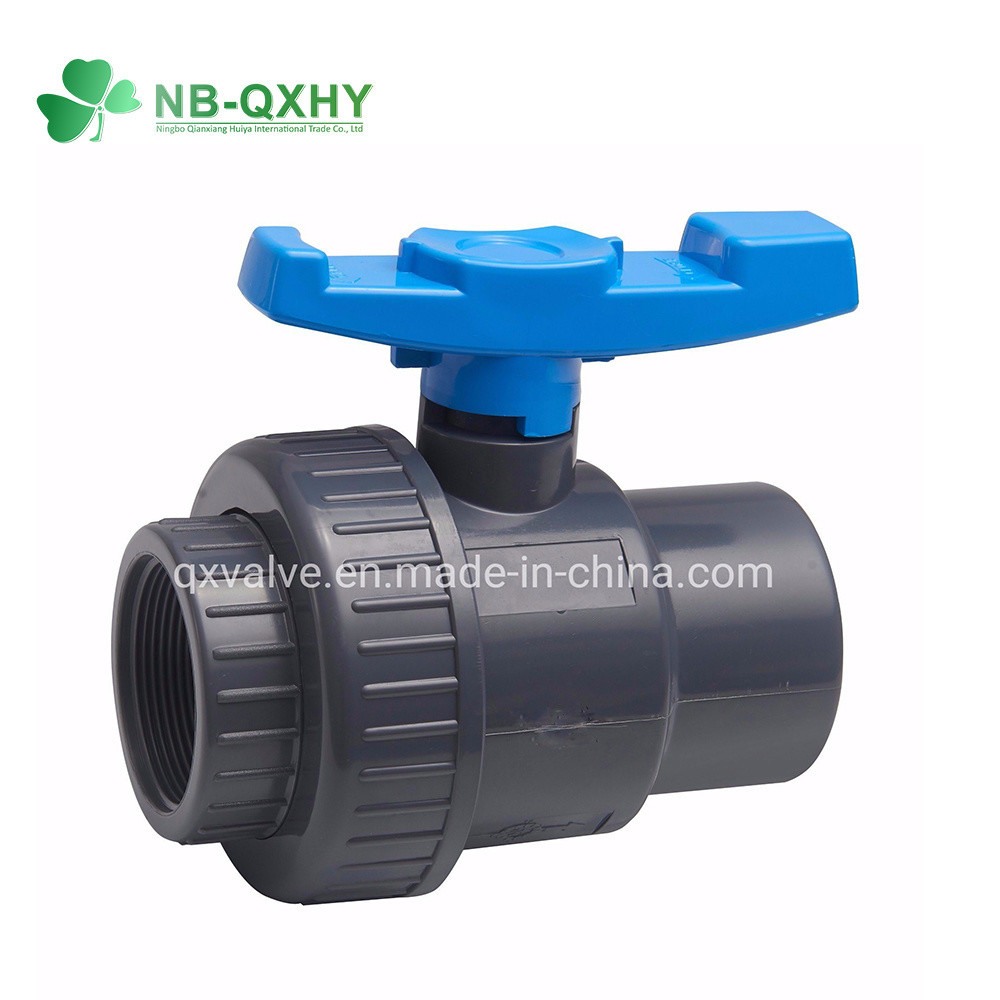 Вентиль с розеткой или натяжкой DIN Standard PVC M/F Single Union Ball Valve с ручкой типа