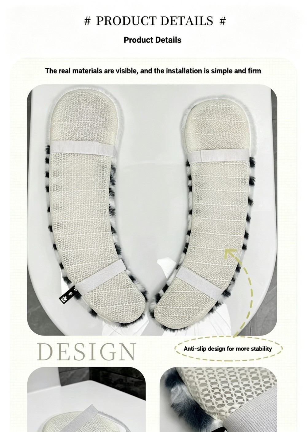 Washable Reusable Toilet Seat Cover With TPR Adhesive Back For Comfort