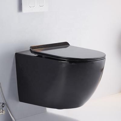 Um fim macio Seat de Hung Toilet Matt Black Wc da parede padrão americana da parte