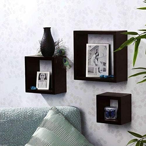 Dining Set of 3 Custom Black Wood Storage Shelf Display Wall Shelf Kitchen Furniture