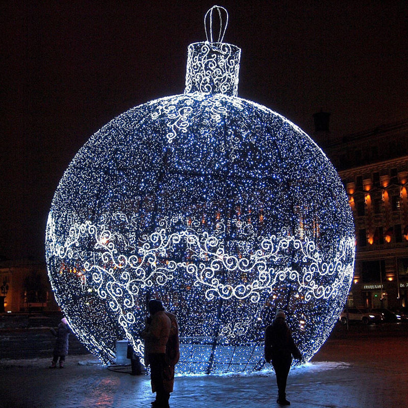 LED Sculpture Outdoor Giant Christmas Ball Colorful Light Display for Festival Holiday and Special Occasion Celebrations