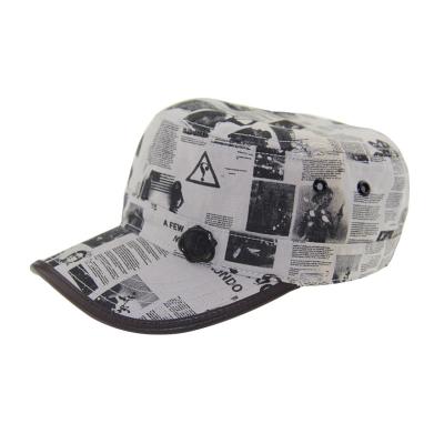 Customizable Military Canvas Hat Pre Curved PU Leather Binding