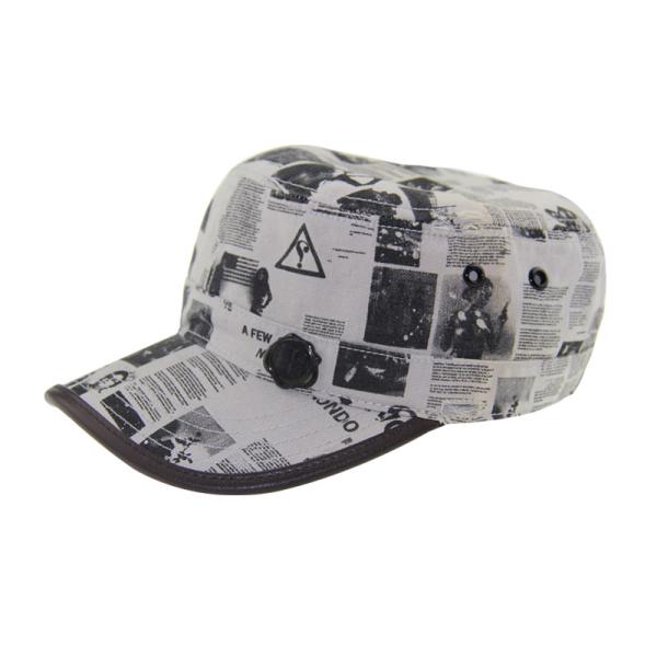 Customizable Military Canvas Hat Pre Curved PU Leather Binding