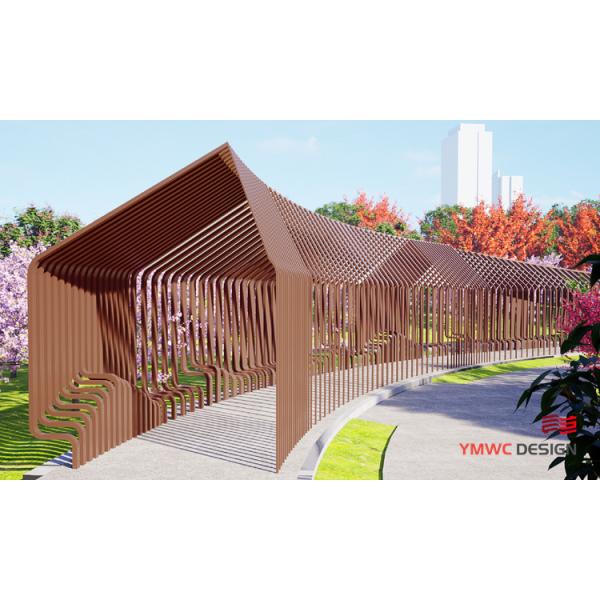 6 Color Printing Luxury Modern Outdoor Shading Pergola Steel Sculpture Customizable Size