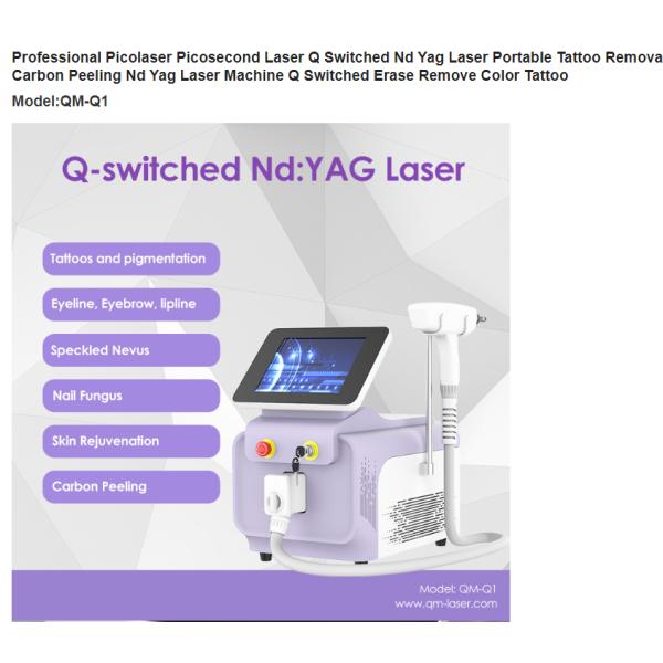 Professional Picolaser Picosecond Laser Q Switched ND YAG Laser Portable Tattoo Removal Carbon Peeling ND YAG Laser Machine Q Switched Erase Remove Color Tattoo