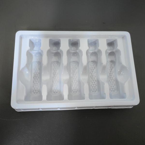 Customized 5 compartments 10ml vaccine medical white PET/PP ampoule tray