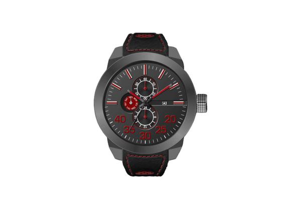 Oversize Mens Leather Strap Watches , Leather Belt Watches SS Back Cover
