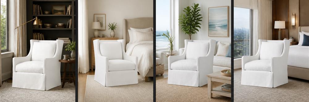 Transitional Skirted Wingback Accent Chair, Single Seat – LG-5002