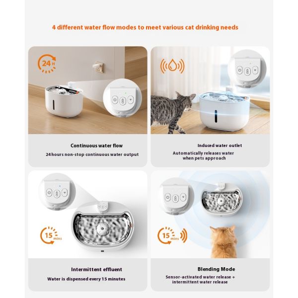 Modern App-Controllable Automatic Cat Dog Water Dispenser Eco-Friendly Battery Operated Pet Fountain with Filter for Puppies