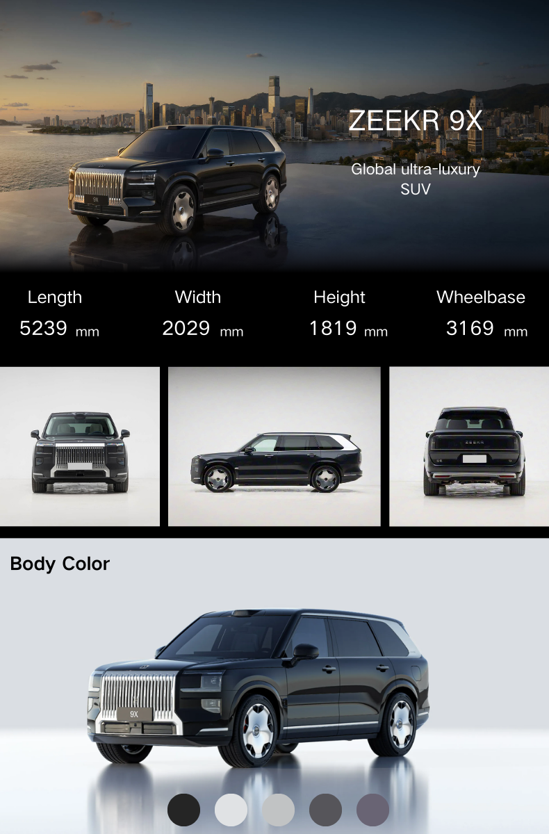 Luxurious Zeekr 9X Hybrid SUV Max Edition Automatic Gearbox Left-Hand Steering Euro VI Emission Standard New Condition >700km