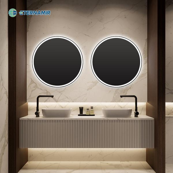 Miroir circulaire éclairé de salle de bain avec fonction antibrouillard et caractéristiques personnalisables