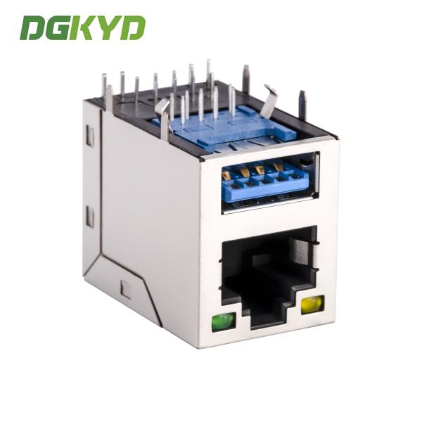 2x1 Stack RJ45 USB Connector Combo Jack W / USB 3.0 1-1909119-4 RoHS Compliance KRJ-USB03YGZNL