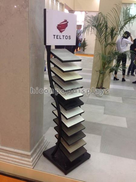 Black Metal Tile Display Racks Free Standing Trade Showroom Display Rack Flooring