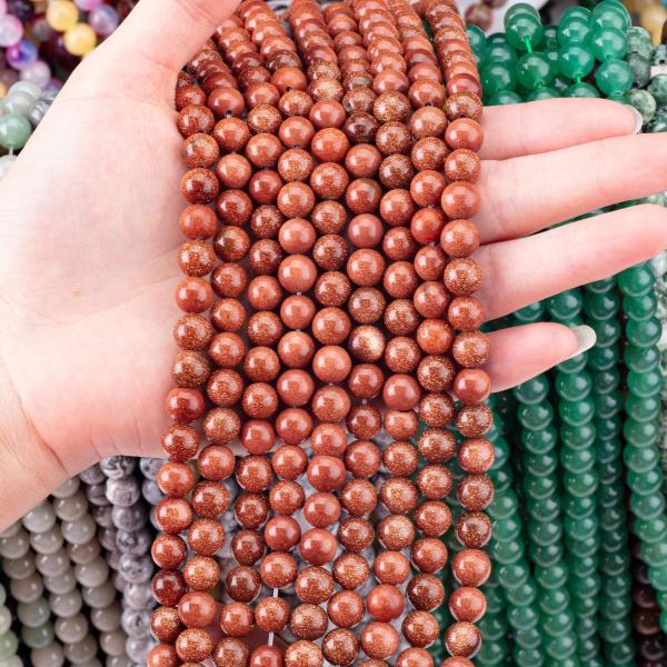 Gold Sandstone Round Bead Natural Crystal Gemstone Loose Bead Strands for DIY Jewelry Making