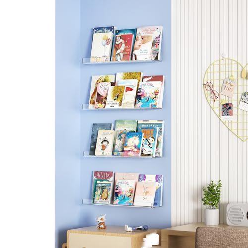 Punch-Free Acrylic Wall Shelf for Bathroom Single Tier Wall Hanging Bookshelf and Decoration Storage Shelf