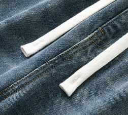 Loose Men's Jeans Washed Drawstring Elastic Waist Jeans Wide Leg