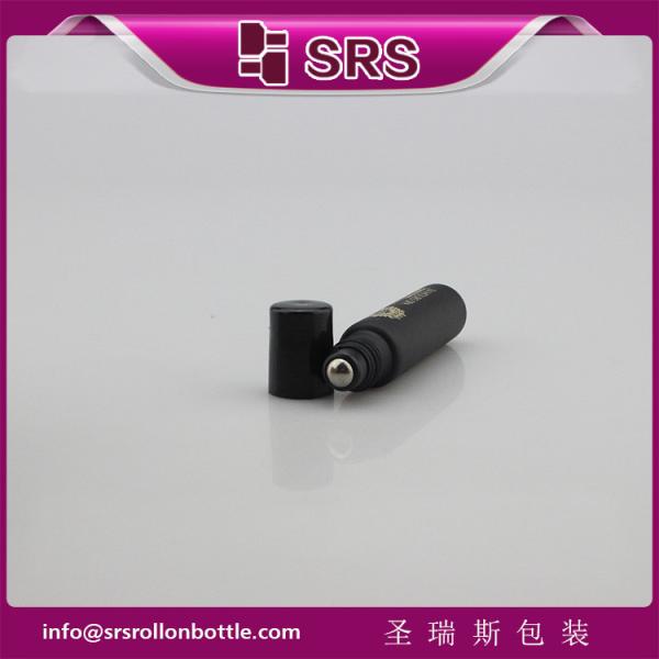 SRS luxury empty 10ml matte black glass roll on bottle for perfume