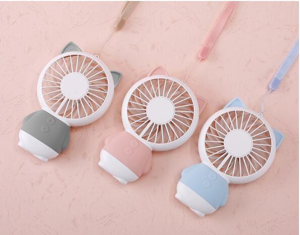 LED handy chargeable mini electric fan, cute cartoon handy mini stand electric fan, portable mini stand electric fan