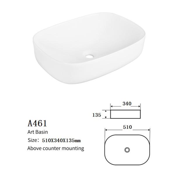 Таз доказательства царапины керамического прямоугольного фарфора раковины Bathroom сосуда белый