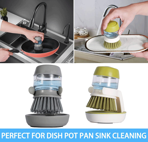 Brosse de plat avec la brosse de paume de distributeur de savon pour l'évier Pan Pot Washing de plat et le nettoyage
