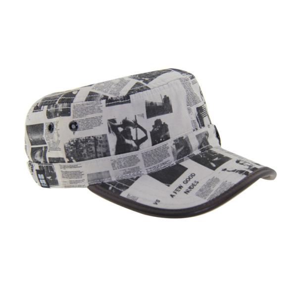 Customizable Military Canvas Hat Pre Curved PU Leather Binding