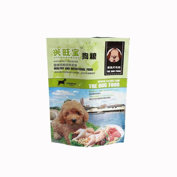 Food safe water proof plastic travel stand up dog/cat food packing bag with zipper