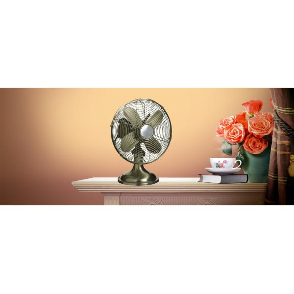 RoHS Metal Small Electric Desk Fan , 110V 12 Inch Vintage Style Table Fan
