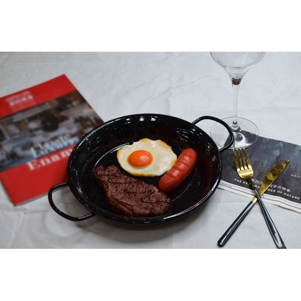 Classical Style Carbon Steel Paella Pan Enamel Coating For Commercial Kitchens