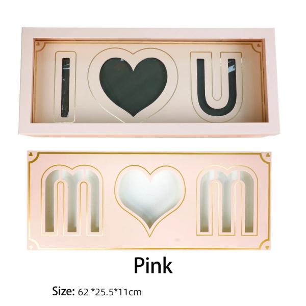 Diseño floral personalizado I Love U flor caja de regalo de papel para el Día de la Madre de lujo