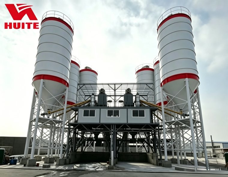 2HZS180 Stationary Concrete Plant 700t/H Per Line Intelligent PLC Control